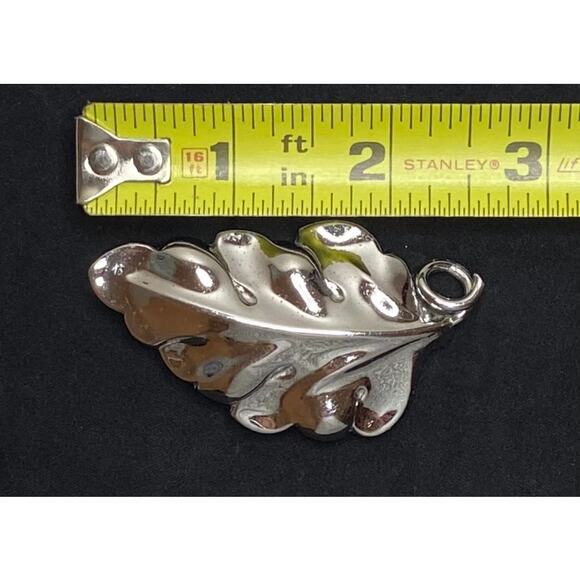 Vintage Old Crest Sterling Silver Oak Leaf Brooch Pin Pendant Textured Fall - Picture 10 of 11